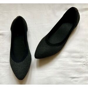 Frank Mulley Knit Pointed Toe Flats Comfortable Ballet Shoes Black Size 7